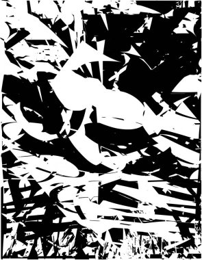 Siyah beyaz desenli, noktalı, lekeli, çizik ve çizikli sıkıntılı bir arkaplan. Soyut vektör illüstrasyonu.