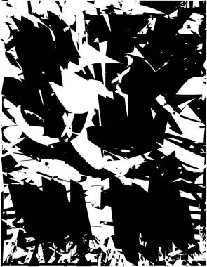 Siyah beyaz desenli, noktalı, lekeli, çizik ve çizikli sıkıntılı bir arkaplan. Soyut vektör illüstrasyonu.