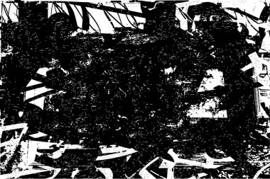 Siyah beyaz desenli, noktalı, lekeli, çizik ve çizikli sıkıntılı bir arkaplan. Soyut vektör illüstrasyonu.