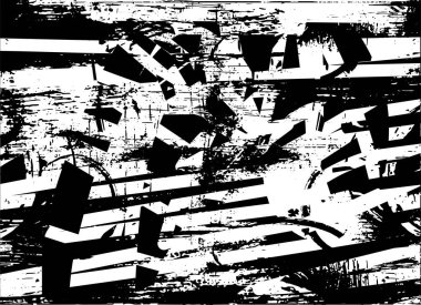 Siyah beyaz desenli, noktalı, lekeli, çizik ve çizikli sıkıntılı bir arkaplan. Soyut vektör illüstrasyonu.