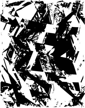 Siyah beyaz desenli, noktalı, lekeli, çizik ve çizikli sıkıntılı bir arkaplan. Soyut vektör illüstrasyonu.