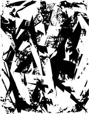 Siyah beyaz desenli, noktalı, lekeli, çizik ve çizikli sıkıntılı bir arkaplan. Soyut vektör illüstrasyonu.