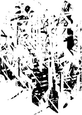 Siyah beyaz desenli, noktalı, lekeli, çizik ve çizikli sıkıntılı bir arkaplan. Soyut vektör illüstrasyonu.