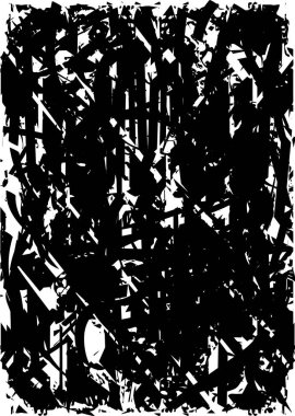 Siyah beyaz desenli, noktalı, lekeli, çizik ve çizikli sıkıntılı bir arkaplan. Soyut vektör illüstrasyonu.