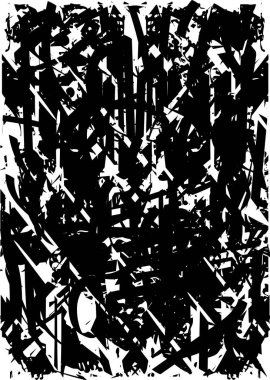 Siyah beyaz desenli, noktalı, lekeli, çizik ve çizikli sıkıntılı bir arkaplan. Soyut vektör illüstrasyonu.