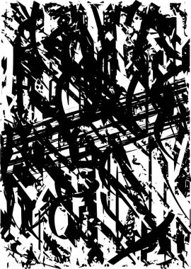 Siyah beyaz desenli, noktalı, lekeli, çizik ve çizikli sıkıntılı bir arkaplan. Soyut vektör illüstrasyonu.