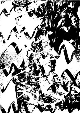 Siyah beyaz desenli, noktalı, lekeli, çizik ve çizikli sıkıntılı bir arkaplan. Soyut vektör illüstrasyonu.