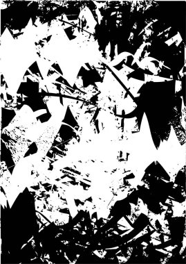 Siyah beyaz desenli, noktalı, lekeli, çizik ve çizikli sıkıntılı bir arkaplan. Soyut vektör illüstrasyonu.