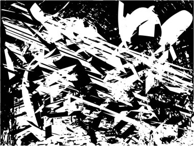 Siyah beyaz desenli, noktalı, lekeli, çizik ve çizikli sıkıntılı bir arkaplan. Soyut vektör illüstrasyonu.