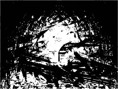 Siyah beyaz desenli, noktalı, lekeli, çizik ve çizikli sıkıntılı bir arkaplan. Soyut vektör illüstrasyonu.