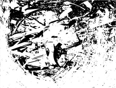 Siyah beyaz desenli, noktalı, lekeli, çizik ve çizikli sıkıntılı bir arkaplan. Soyut vektör illüstrasyonu.