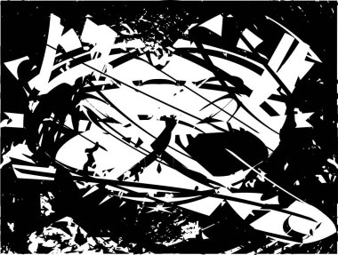 Siyah beyaz desenli, noktalı, lekeli, çizik ve çizikli sıkıntılı bir arkaplan. Soyut vektör illüstrasyonu.