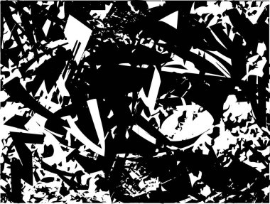 Siyah beyaz desenli, noktalı, lekeli, çizik ve çizikli sıkıntılı bir arkaplan. Soyut vektör illüstrasyonu.