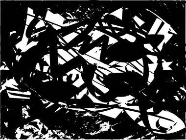 Siyah beyaz desenli, noktalı, lekeli, çizik ve çizikli sıkıntılı bir arkaplan. Soyut vektör illüstrasyonu.