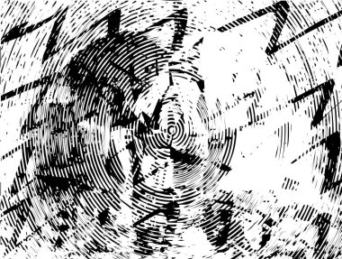 Siyah beyaz desenli, noktalı, lekeli, çizik ve çizikli sıkıntılı bir arkaplan. Soyut vektör illüstrasyonu.