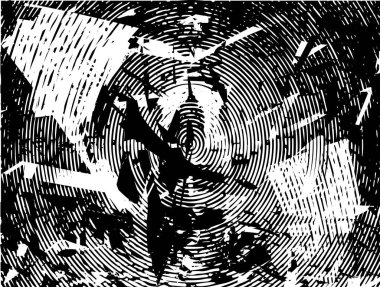 Siyah beyaz desenli, noktalı, lekeli, çizik ve çizikli sıkıntılı bir arkaplan. Soyut vektör illüstrasyonu.