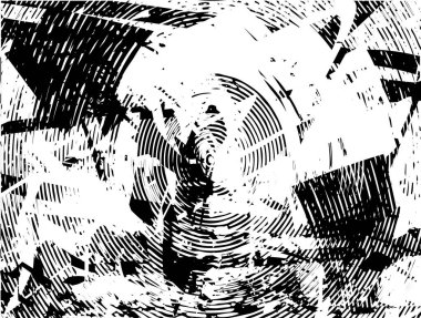 Siyah beyaz desenli, noktalı, lekeli, çizik ve çizikli sıkıntılı bir arkaplan. Soyut vektör illüstrasyonu.