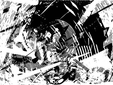 Siyah beyaz desenli, noktalı, lekeli, çizik ve çizikli sıkıntılı bir arkaplan. Soyut vektör illüstrasyonu.