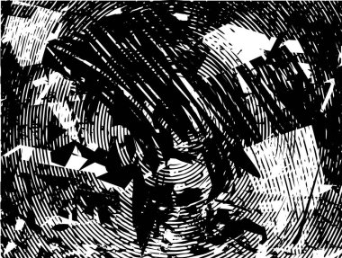 Siyah beyaz desenli, noktalı, lekeli, çizik ve çizikli sıkıntılı bir arkaplan. Soyut vektör illüstrasyonu.