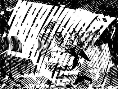 Siyah beyaz desenli, noktalı, lekeli, çizik ve çizikli sıkıntılı bir arkaplan. Soyut vektör illüstrasyonu.