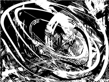 Siyah beyaz desenli, noktalı, lekeli, çizik ve çizikli sıkıntılı bir arkaplan. Soyut vektör illüstrasyonu.