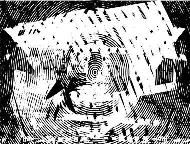 Siyah beyaz desenli, noktalı, lekeli, çizik ve çizikli sıkıntılı bir arkaplan. Soyut vektör illüstrasyonu.