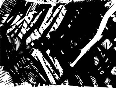 Siyah beyaz desenli, noktalı, lekeli, çizik ve çizikli sıkıntılı bir arkaplan. Soyut vektör illüstrasyonu.