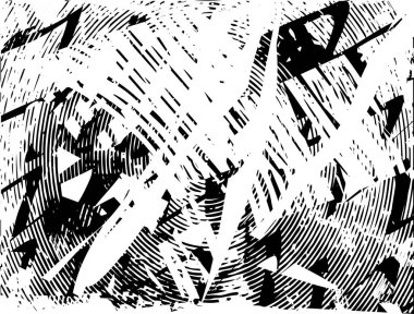 Siyah beyaz desenli, noktalı, lekeli, çizik ve çizikli sıkıntılı bir arkaplan. Soyut vektör illüstrasyonu.