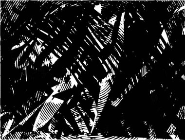 Siyah beyaz desenli, noktalı, lekeli, çizik ve çizikli sıkıntılı bir arkaplan. Soyut vektör illüstrasyonu.