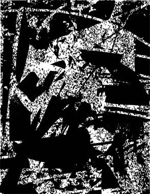 Siyah beyaz desenli, noktalı, lekeli, çizik ve çizikli sıkıntılı bir arkaplan. Soyut vektör illüstrasyonu.