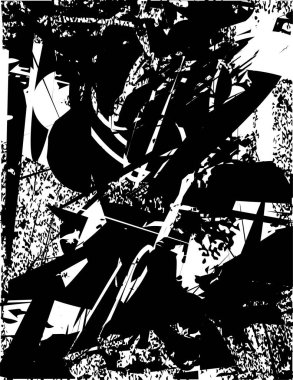 Siyah beyaz desenli, noktalı, lekeli, çizik ve çizikli sıkıntılı bir arkaplan. Soyut vektör illüstrasyonu.