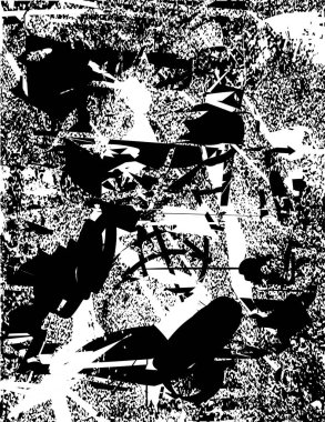 Siyah beyaz desenli, noktalı, lekeli, çizik ve çizikli sıkıntılı bir arkaplan. Soyut vektör illüstrasyonu.