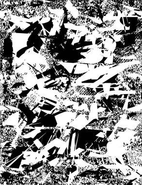 Siyah beyaz desenli, noktalı, lekeli, çizik ve çizikli sıkıntılı bir arkaplan. Soyut vektör illüstrasyonu.