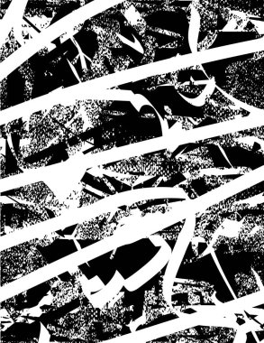 Siyah beyaz desenli, noktalı, lekeli, çizik ve çizikli sıkıntılı bir arkaplan. Soyut vektör illüstrasyonu.