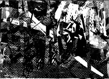 Siyah beyaz desenli, noktalı, lekeli, çizik ve çizikli sıkıntılı bir arkaplan. Soyut vektör illüstrasyonu.