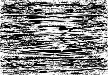 Siyah beyaz desenli, noktalı, lekeli, çizik ve çizikli sıkıntılı bir arkaplan. Soyut vektör illüstrasyonu.