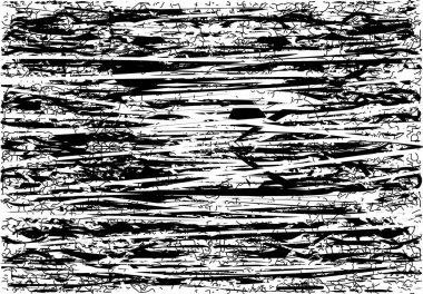 Siyah beyaz desenli, noktalı, lekeli, çizik ve çizikli sıkıntılı bir arkaplan. Soyut vektör illüstrasyonu.