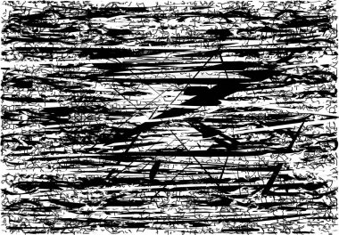 Siyah beyaz desenli, noktalı, lekeli, çizik ve çizikli sıkıntılı bir arkaplan. Soyut vektör illüstrasyonu.