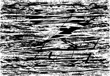 Siyah beyaz desenli, noktalı, lekeli, çizik ve çizikli sıkıntılı bir arkaplan. Soyut vektör illüstrasyonu.