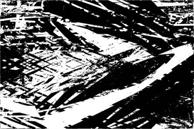 Siyah beyaz desenli, noktalı, lekeli, çizik ve çizikli sıkıntılı bir arkaplan. Soyut vektör illüstrasyonu.