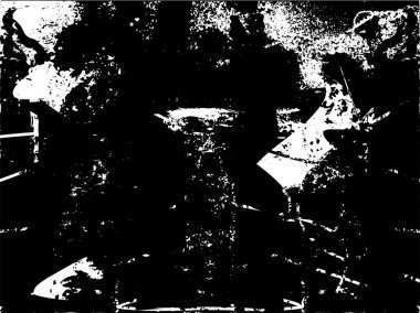 Siyah beyaz desenli, noktalı, lekeli, çizik ve çizikli sıkıntılı bir arkaplan. Soyut vektör illüstrasyonu.