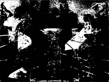 Siyah beyaz desenli, noktalı, lekeli, çizik ve çizikli sıkıntılı bir arkaplan. Soyut vektör illüstrasyonu.