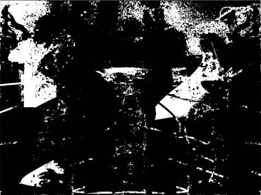 Siyah beyaz desenli, noktalı, lekeli, çizik ve çizikli sıkıntılı bir arkaplan. Soyut vektör illüstrasyonu.