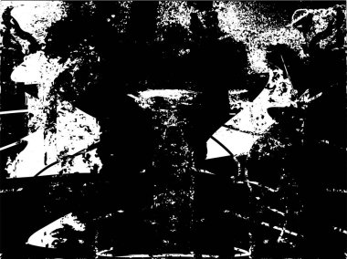 Siyah beyaz desenli, noktalı, lekeli, çizik ve çizikli sıkıntılı bir arkaplan. Soyut vektör illüstrasyonu.