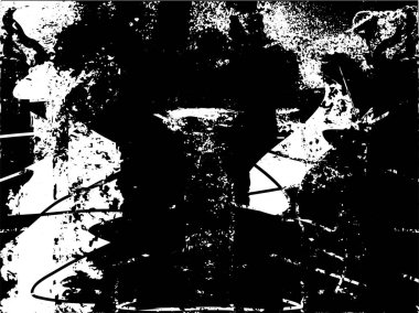 Siyah beyaz desenli, noktalı, lekeli, çizik ve çizikli sıkıntılı bir arkaplan. Soyut vektör illüstrasyonu.