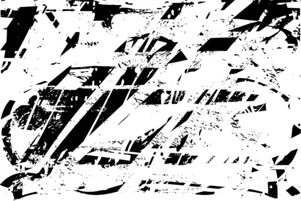 Siyah beyaz desenli, noktalı, lekeli, çizik ve çizikli sıkıntılı bir arkaplan. Soyut vektör illüstrasyonu.