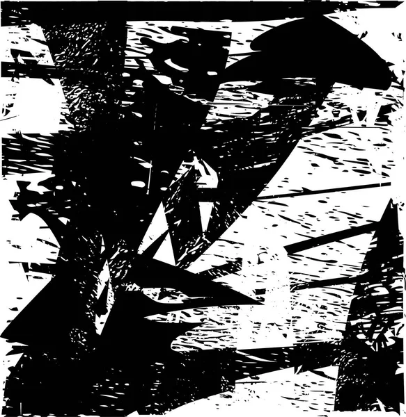 Siyah beyaz desenli, noktalı, lekeli, çizik ve çizikli sıkıntılı bir arkaplan. Soyut vektör illüstrasyonu.