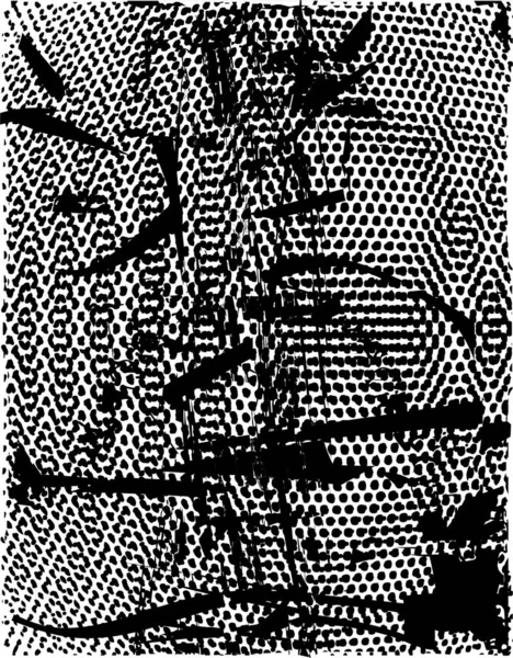 Gestörter Hintergrund Schwarz Weißer Textur Mit Punkten Flecken Netzen Kratzern — Stockvektor