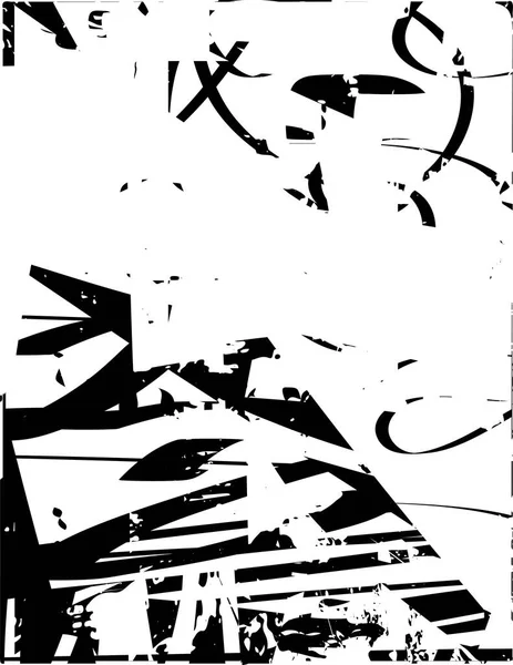 Siyah beyaz desenli, noktalı, lekeli, çizik ve çizikli sıkıntılı bir arkaplan. Soyut vektör illüstrasyonu.