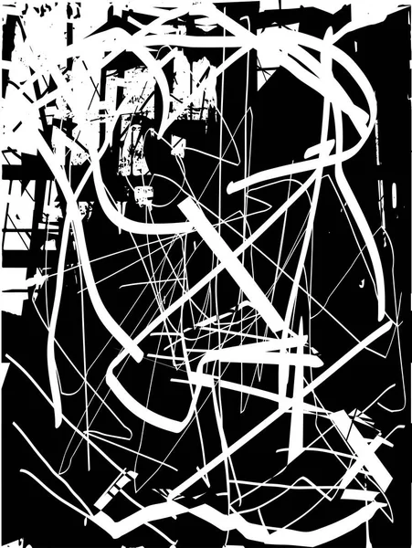 Siyah beyaz desenli, noktalı, lekeli, çizik ve çizikli sıkıntılı bir arkaplan. Soyut vektör illüstrasyonu.